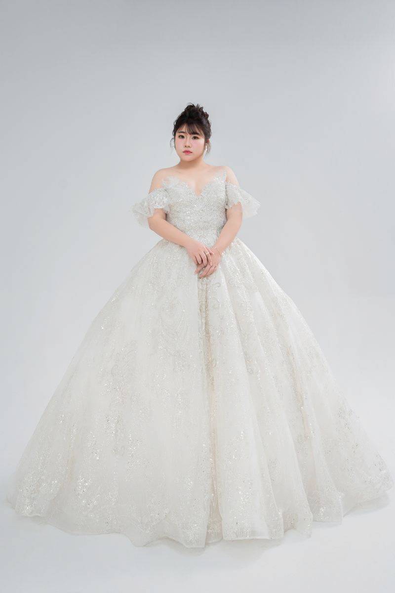 蘇菲雅 婚紗 大尺碼 白紗 立體亮片透紗款