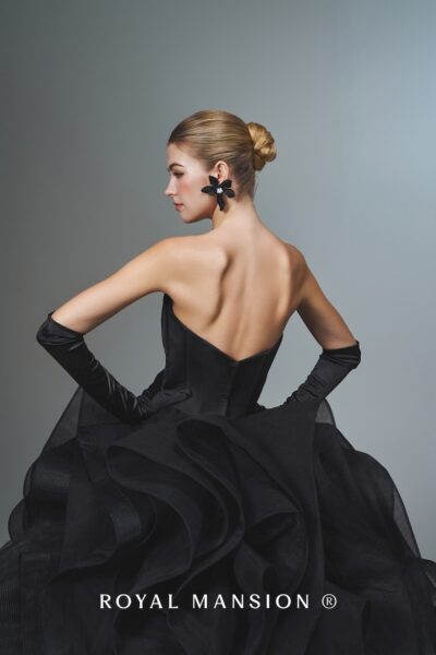 蘿亞 婚紗 推薦 高訂 婚紗 黑玫靜奢.俐落馬甲黑紗層次 禮服