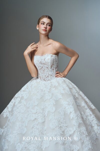 蘿亞婚紗 推薦 高訂 婚紗 法蘭雕花.法式馬甲車骨蕾絲澎裙 禮服