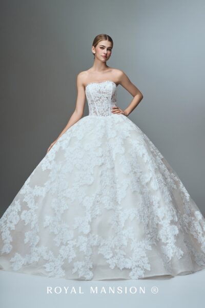 蘿亞婚紗推薦 高訂婚紗 法蘭雕花.法式馬甲車骨蕾絲澎裙禮服