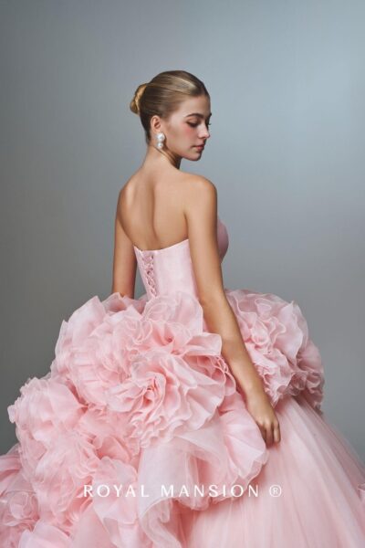 蘿亞 婚紗 推薦 高訂 婚紗 粉緞花海.立體玫瑰澎裙 禮服