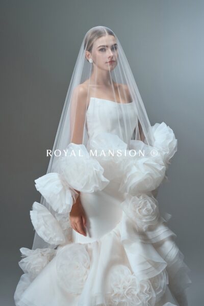 蘿亞 婚紗 推薦 高訂 婚紗 月華盛放.緞面花朵魚尾 禮服