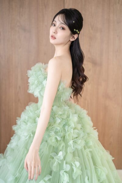 高雄翡麗婚紗 韓系婚紗 花園系列禮服 嫩綠精靈．薄荷綠澎裙禮服