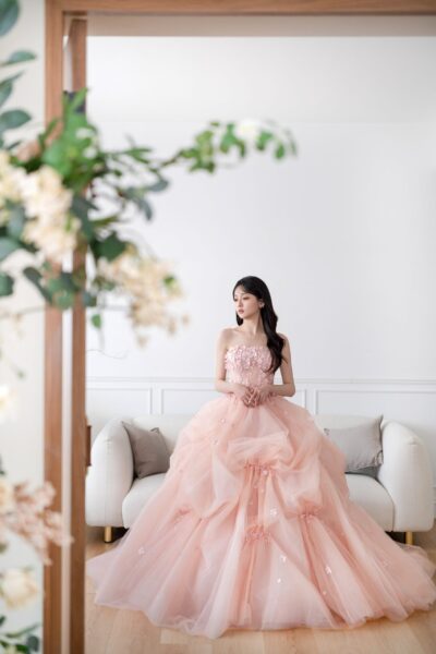 高雄翡麗婚紗 韓系婚紗 花園系列禮服 櫻花少女．粉色花瓣層次禮服