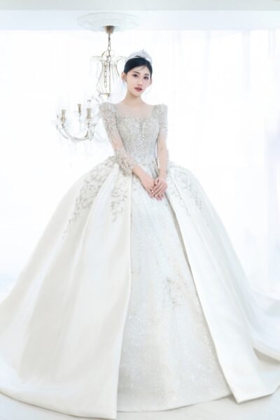 高雄法國台北婚紗 奢華白紗 重工水晶展現純淨優雅女王氣質4_result